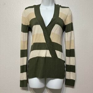 Vintage y2k Red Paint Striped Hoodie Sweater S